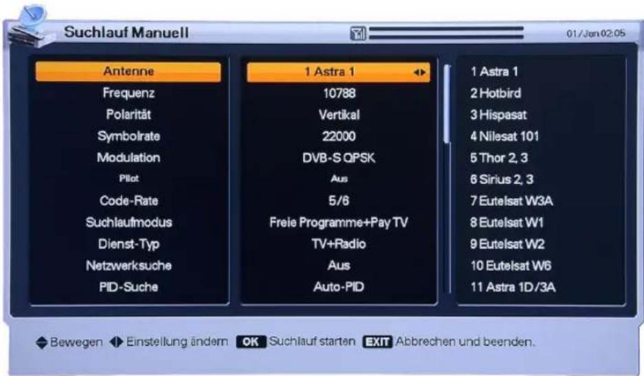 Homecast HS3100 CIIR - Suchlauf Manuell - 1