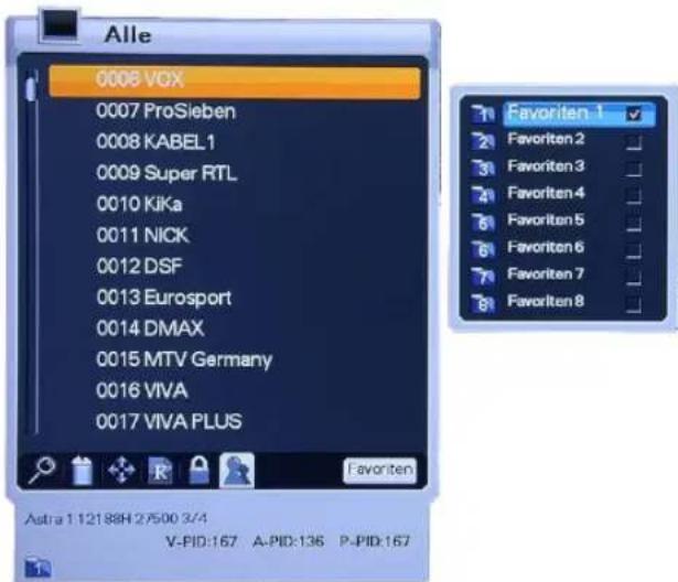 Homecast HS3100 CIIR - Einrichten von Favoritenlisten - 1