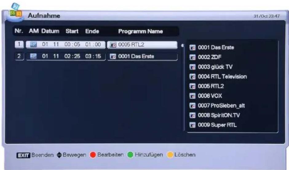 Homecast HS3100 CIIR - Aufnahme / Timer-Einstellung - 2