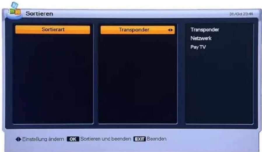 Homecast HS8500 CIPVR - Sortierung - 1