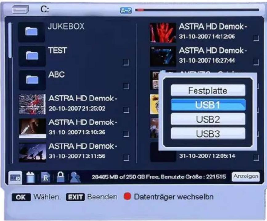 Homecast HS8500 CIPVR - Aufzeichnungen Ihrer Wiedergabeliste auf/von einen externen Datenträger verschieben - 1