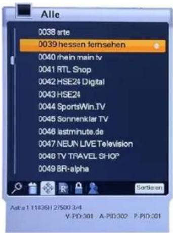 Homecast HS8500 CIPVR - Programme – „Sortieren“ - 1