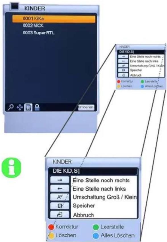 Homecast HS8500 CIPVR - Programme/Favoritenlisten – „Umbenennen“ - 2