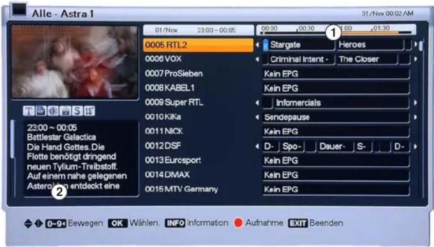 Homecast HS8500 CIPVR - EPG (Elektronische Programmführung) - 1