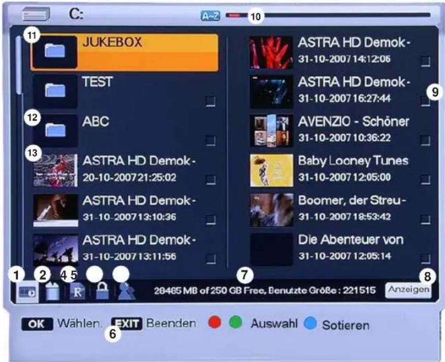 Homecast HS9000 CIPVR - Wiedergabeliste/Abspielfunktion - 1