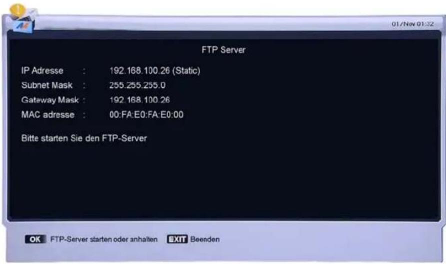 Homecast HS9000 CIPVR - FTP-Server starten - 2