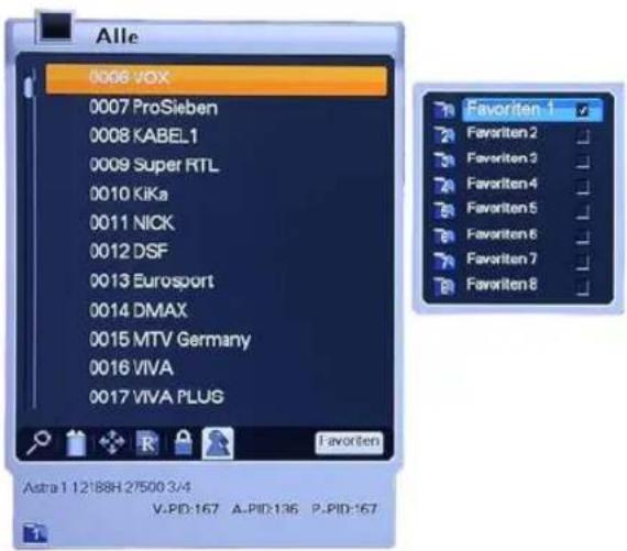 Homecast HS9000 CIPVR - Einrichten von Favoritenlisten - 1
