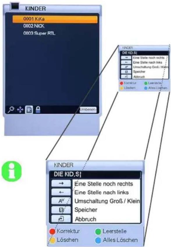 Homecast HS9000 CIPVR - Programme/Favoritenlisten – „Umbenennen“ - 2