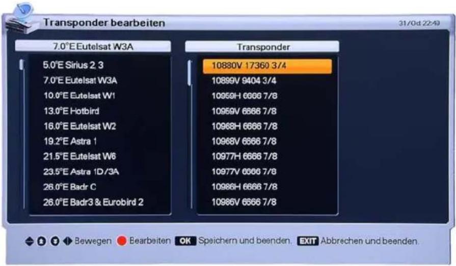 Homecast HS9000 CIPVR - Transponder bearbeiten - 1