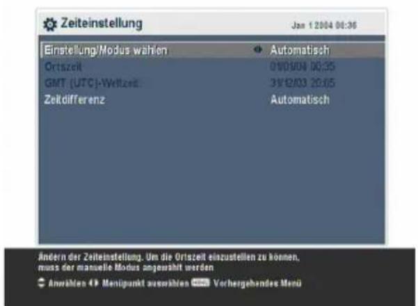 TOPFIELD TF 7700 HTCO VISEO plus - Einstellung der Ortszeit - 1
