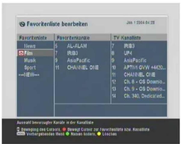 TOPFIELD TF 7700 HTCO VISEO plus - Bearbeiten der Favoritenliste - 1