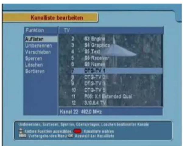 TOPFIELD TF 6500 T HDMI - Bearbeiten der Senderliste - 1