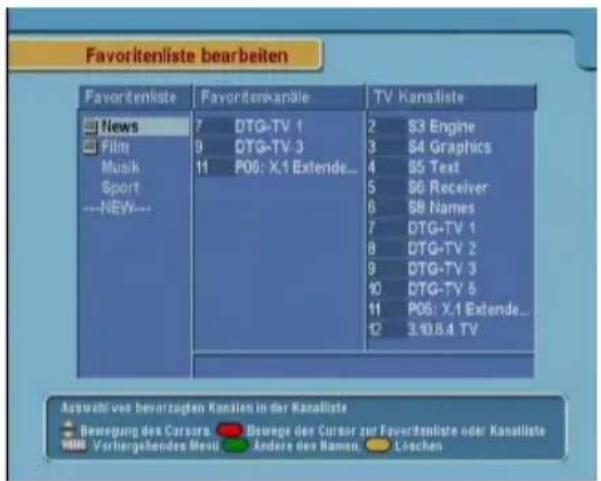 TOPFIELD TF 6600 T HDMI - Bearbeiten der Favoritenliste - 1