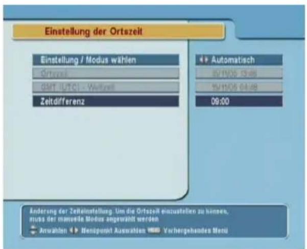 TOPFIELD TF 5050 CI HDMI - Einstellung der Ortszeit - 1