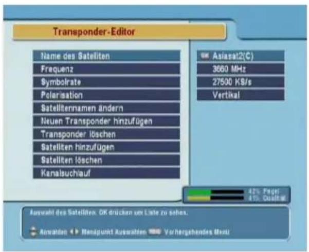TOPFIELD TF 5050 CI HDMI - Bearbeiten der Transponderliste - 1