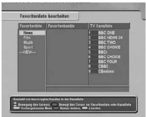 TOPFIELD TF 5000 PVRt - Favorites organisieren - 1