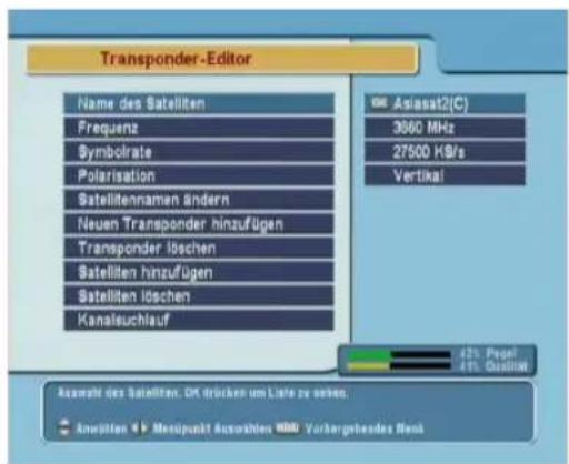 TOPFIELD TF 5000 Fe - Bearbeiten der Transponderliste - 1