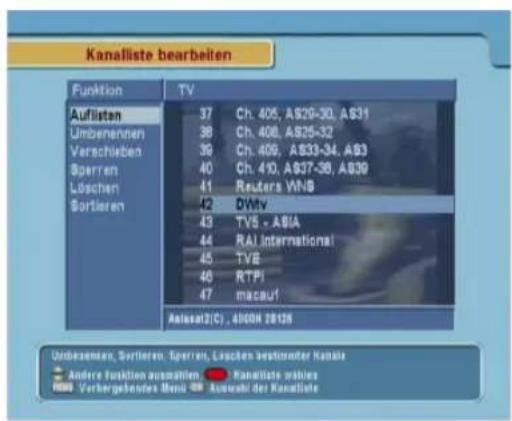 TOPFIELD TF 5000 Fe - Bearbeiten der Senderliste - 1