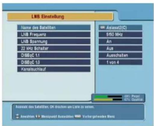 TOPFIELD TF 5000 Fe - Konfigurierung der LNB-Einstellungen. - 2