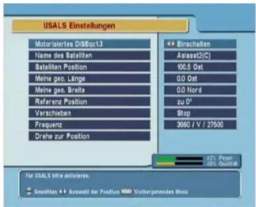 TOPFIELD TF 5000 Fe - Konfigurierung der USALS-Einstellungen - 1