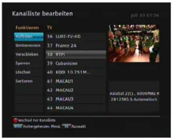 TOPFIELD SRP-2401CI Plus - Bearbeiten der Senderliste - 1