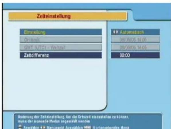 TOPFIELD TBF 5100 - Einstellung der Ortszeit - 1