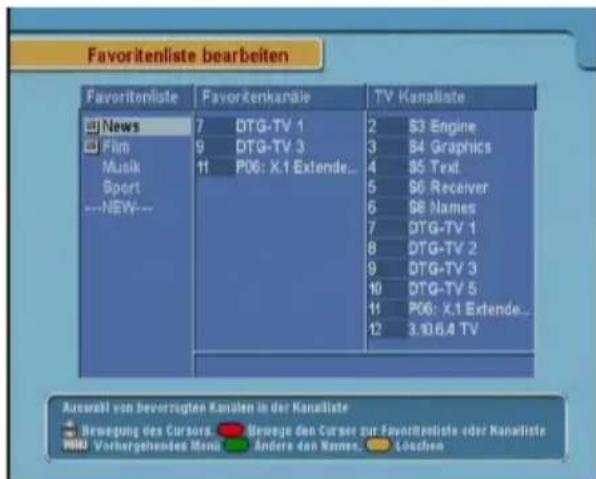 TOPFIELD TBF 5100 - Bearbeiten der Favoritenliste - 1
