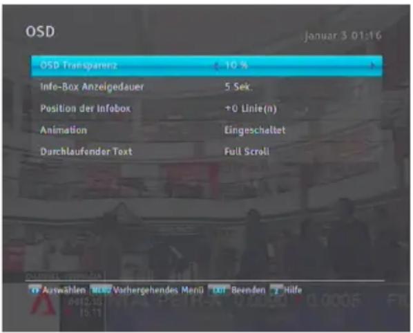TOPFIELD SRP 2100 TMS - Die OSD-Anzeige anpassen (OSD - On-Screen Display) - 1