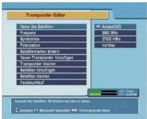 TOPFIELD SBF-5110 - Bearbeiten der Transponderliste - 1