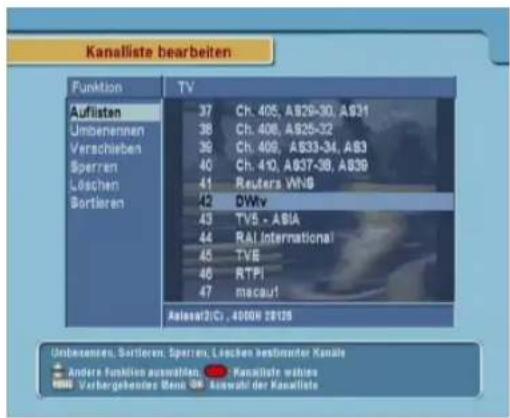 TOPFIELD SBF-5110 - Bearbeiten der Senderliste - 1