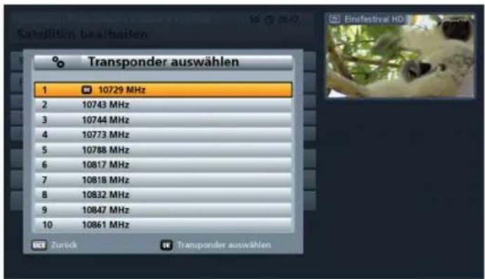Transponder auswählen 1 10729 MHz 2 10743 MHz 3 10744 MHz 4 10773 MHz 5 10788 MHz 6 10817 MHz 7 10818 MHz 8 10832 MHz 9 10847 MHz 10 10861 MHz OK Zurich ★ Transponder auswählen
