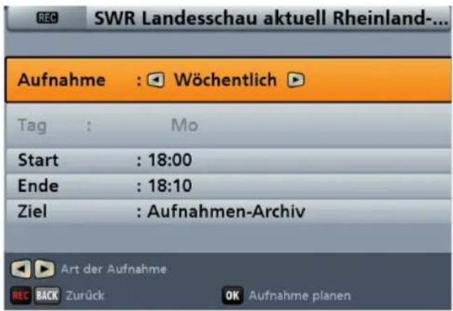 SWR Landesschau aktuell Rheinland-... Aufnahme : Wöchentlich Tag : Mo Start : 18:00 Ende : 18:10 Ziel : Aufnahmen-Archiv Art der Aufnahme REC BACK Zurück OK Aufnahme planen