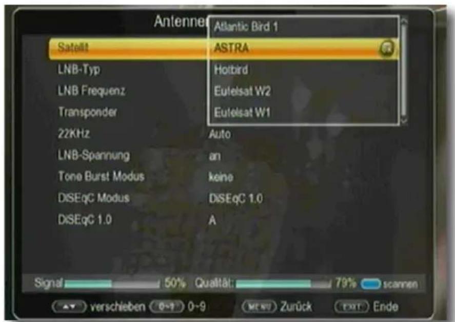 Techion HDS 1 - Satellitenliste - 1