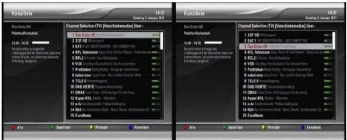 Clarke-tech ET 9000 - Verschieben eines Sender im Bouquet - 1