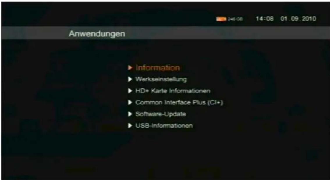 Comag SL90HDplus CIplus - Hauptmenüpunkt Anwendungen - 1