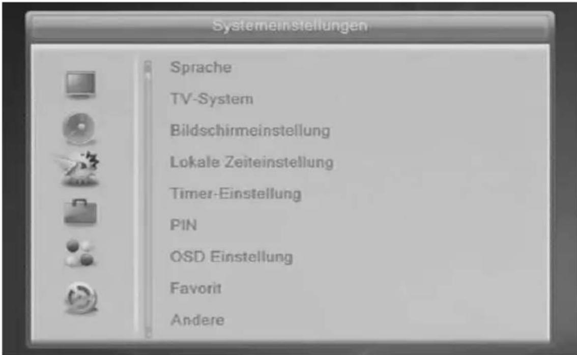 Comag SL905hd - Systemeinstellungen (Symbol: Zahnrad) - 1