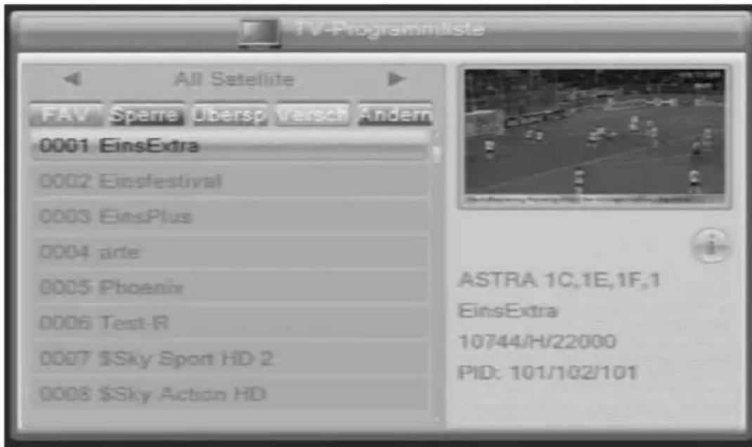 Comag SL905hd - • TV-Programmliste - 1