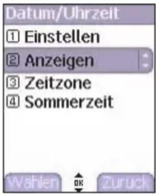 Datum/Uhrzeit ① Einstellen ② Anzeigen ③ Zeitzone ④ Sommerzeit Wählen OK Zurück