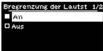 Bregrenzung der Lautst 1/2 ■ An □ Aus
