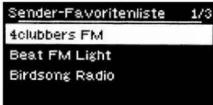 Sender-Favoritenliste 1/3 4clubbers FM Beat FM Light Birdsong Radio