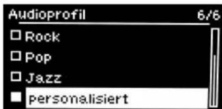 Audioprofil 6/6 □ Rock □ Pop □ Jazz ■ personalisiert
