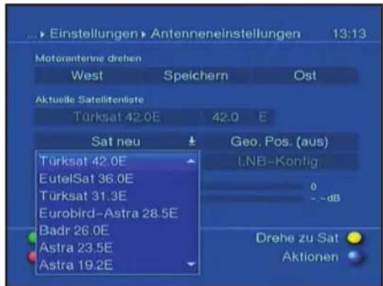 Telestar Teledigi 3 S plus - Vorprogrammierte Satellitenposition auswählen - 1