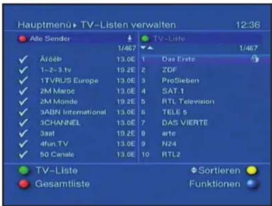 Telestar Teledigi 3 S plus - Programmlistenverwaltung aufrufen - 2
