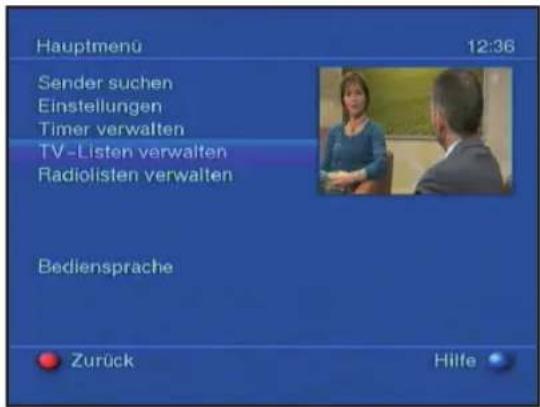 Telestar Teledigi 3 S plus - Programmlistenverwaltung aufrufen - 1