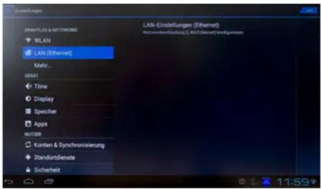MEGASAT Mediabox Android - Settings for LAN (Ethernet) - 1