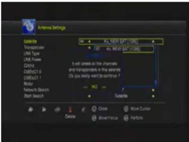 MEGASAT HD 910 Premium - Delete satellite: - 1