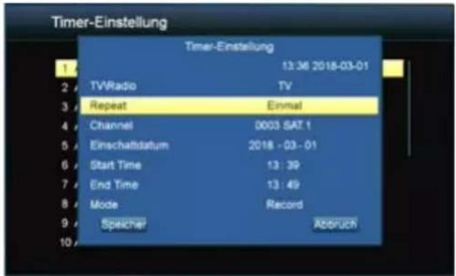 MEGASAT HD 600 - Timer settings - 2