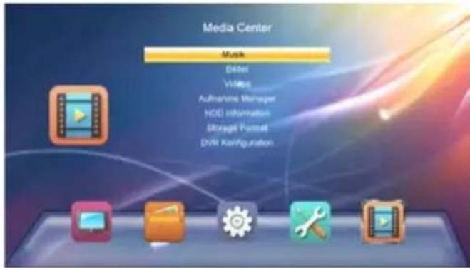 Media Center Music Dider Videos Aufnahme Manager HDD Information Storage Portrait DVR Kanipulation