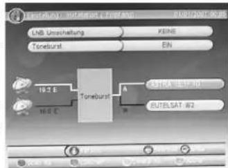 MEGASAT 3400se - Nutzung einer direkten Kabelverbindung zwischen Empfänger und Satellitenspiegel unter Verwendung von Toneburst - 1