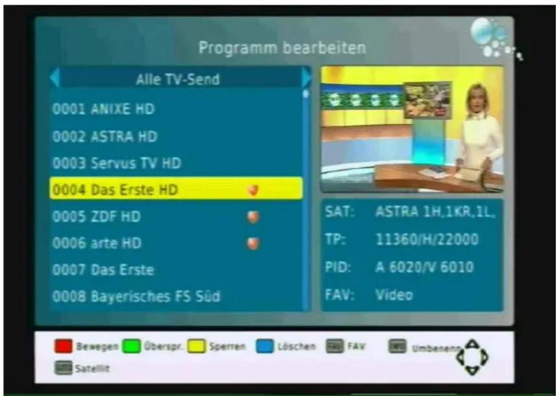 Boca HD170 - Programmliste bearbeiten - 1